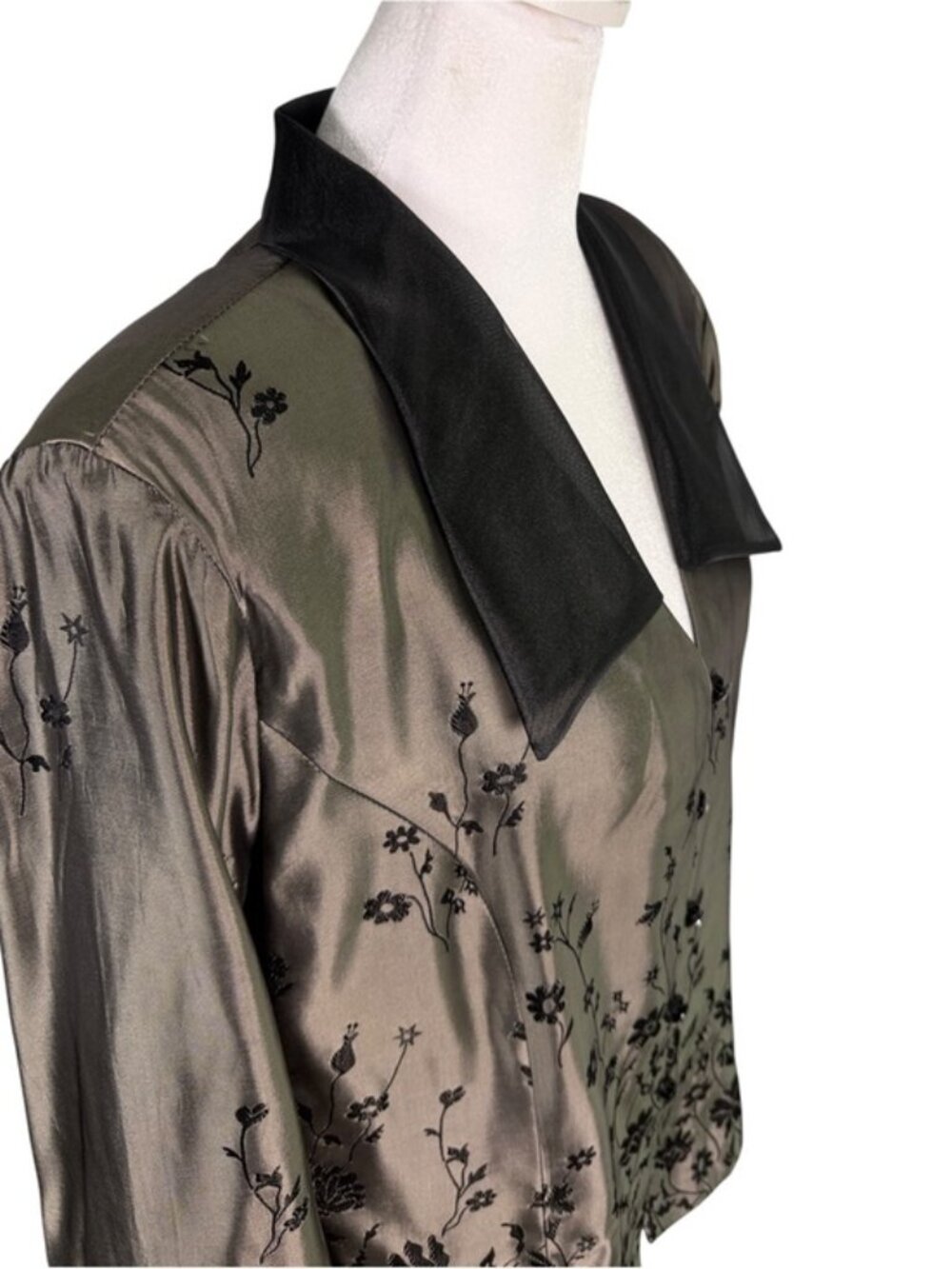 Vintage Patra Pewter Organza Floral Embroidered Blouse Size 16 Made USA - Picture 3 of 10